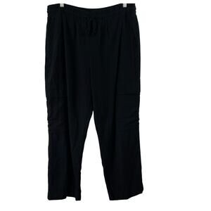 Time & Tru Black Linen Blend Women's Cropped Pants Size Large (12-14) Drawstring